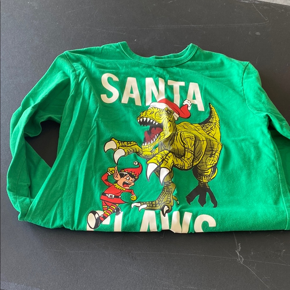 Green Dinosaur Christmas Kids Shirt